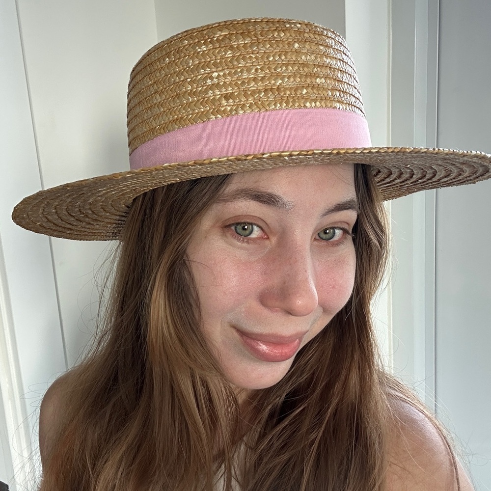 Straw Hat with Pink Band